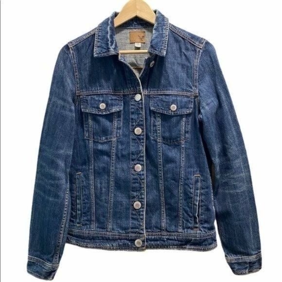 AMERICAN EAGLE Women's Size Small Dark Blue Denim Jacket - Picture 2 of 16
